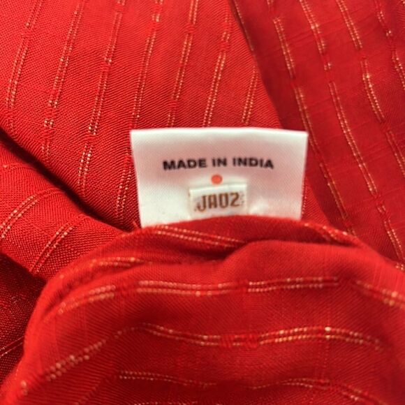 Fabindia Dress Red Gold Silk Blend Size XL - Picture 9 of 10